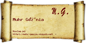 Muhr Génia névjegykártya